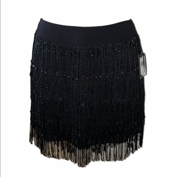 Nanette Lepore beaded fringe detail mini skirt NWT